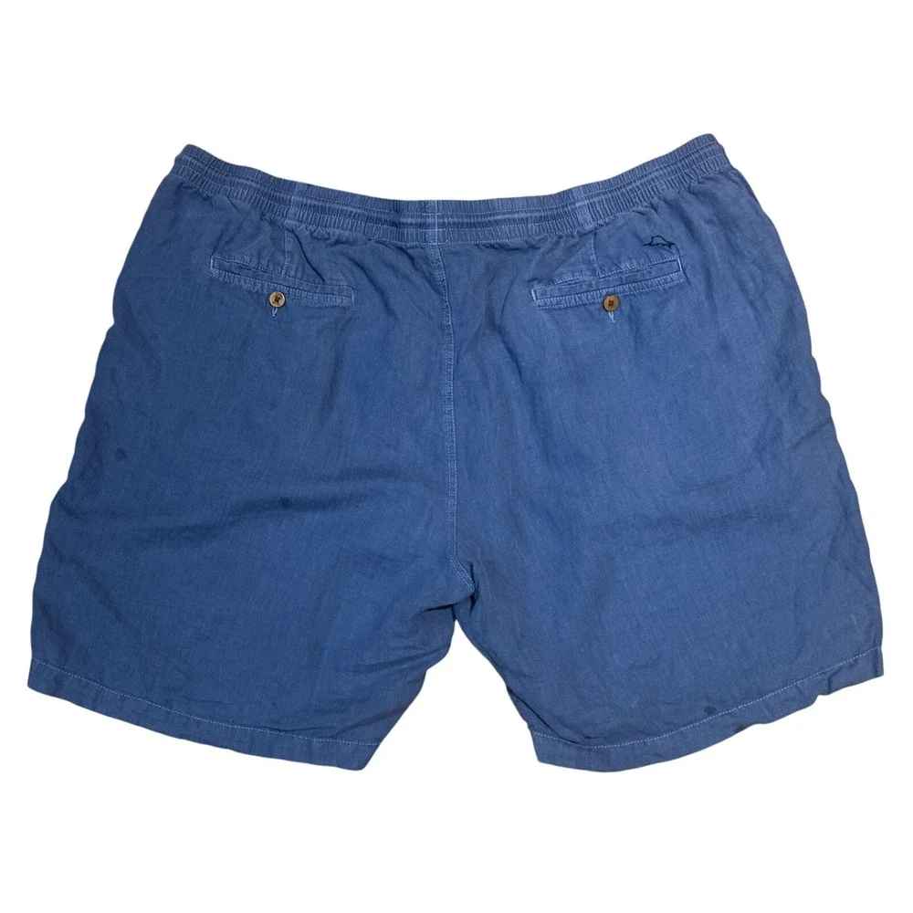 Tommy Bahama Mens 3XL Blue 100% Linen Drawstring‎ Elastic Waist Shorts Relax fit